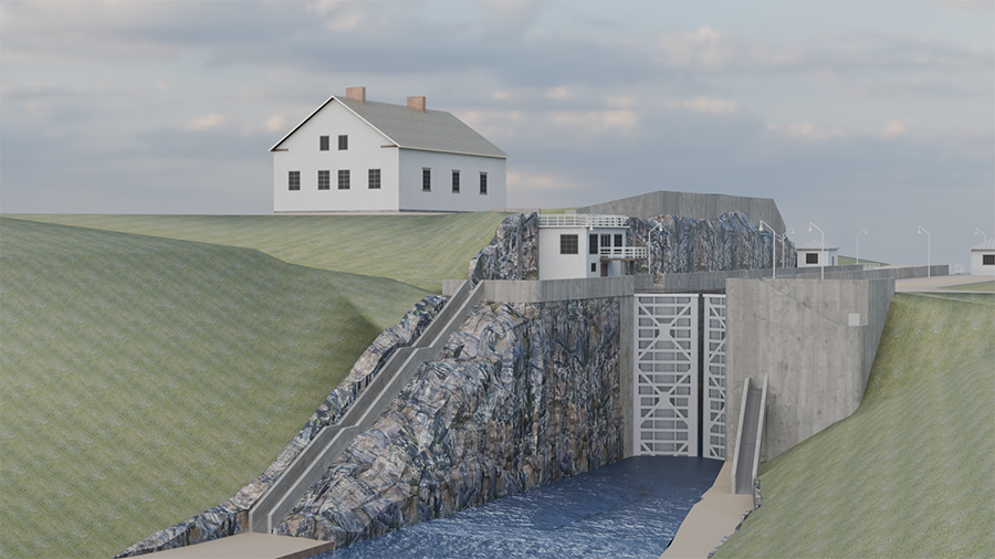 Saimaa canal lock gate from the 1930s modeled and textured by Viivi Haasanen ja Sauli Aulamo.
